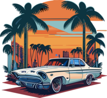 retro coche en verano ai generativo png