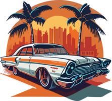 retro coche en verano ai generativo png