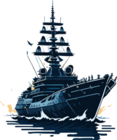 Warship on the sea AI generative png