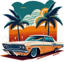 retro coche en verano ai generativo png