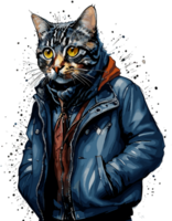 Charming Cat Couture Unveiling Hooded Feline Fashion AI generative png