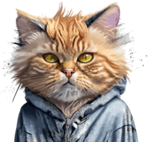 charmant chat couture dévoilement encapuchonné félin mode ai génératif png