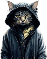 Charming Cat Couture Unveiling Hooded Feline Fashion AI generative png