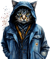 Charming Cat Couture Unveiling Hooded Feline Fashion AI generative png