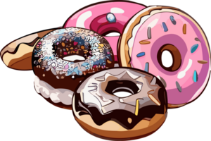 Gourmet klingelte Freuden das Kunst von Donuts ai generativ png