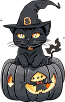 minuit la magie embrassement le noir chat Halloween Festival ai génératif png