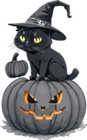 Mitternacht Magie Umarmen das schwarz Katze Halloween Festival ai generativ png