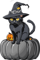 midnatt magi fattande de svart katt halloween festival ai generativ png