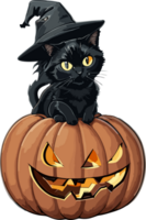 Mitternacht Magie Umarmen das schwarz Katze Halloween Festival ai generativ png