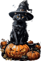 Midnight Magic Embracing the Black Cat Halloween Festival AI generative png