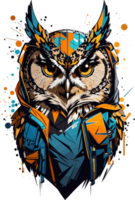 Whiskered Owl Charm The Allure of the Feline Nocturnal AI generative png