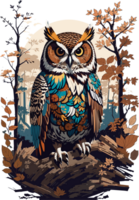 Whiskered Owl Charm The Allure of the Feline Nocturnal AI generative png