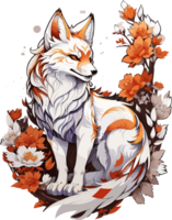 Mystical Kitsune Enigmatic Charms of the Fox Spirit AI generative png