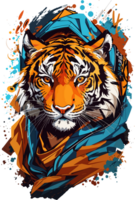 Stylish Tiger Ensemble The Roaring Charisma in Attire AI generative png