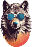 Sonnenbrille tragend Wolf ein Heulen Sinn von Mode ai generativ png