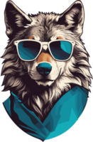 Sonnenbrille tragend Wolf ein Heulen Sinn von Mode ai generativ png