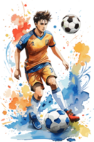 Kick and Conquer Aesthetic Explorations of Soccer Player Mastery AI generative png