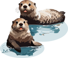 Graceful Otters Navigating Waters with Elegance AI generative png