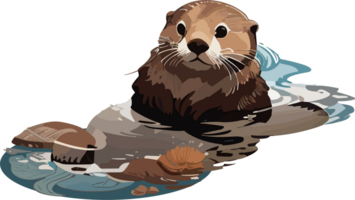 Graceful Otters Navigating Waters with Elegance AI generative png