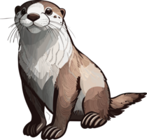 Graceful Otters Navigating Waters with Elegance AI generative png