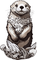Graceful Otters Navigating Waters with Elegance AI generative png