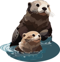 Graceful Otters Navigating Waters with Elegance AI generative png