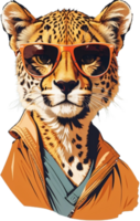 Cool Cheetah Sporting Stylish Shades Wild Fashion Statement AI Generative png