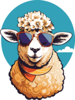 Sheep Chic Glasses-Adorned Sheep Art Collection AI Generative png