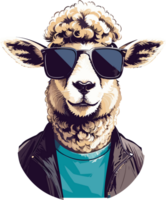 Sheep Chic Glasses-Adorned Sheep Art Collection AI Generative png
