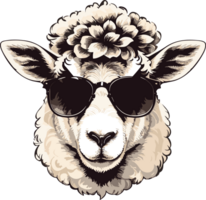 Sheep Chic Glasses-Adorned Sheep Art Collection AI Generative png