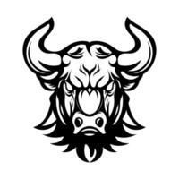 Drawing art bison head icon isolated on white background. Design element for tattoos, poster, t-shirt, emblem, sign vector