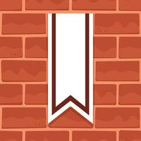 Cartoon Brick Wall of Red Coral Color with Hanging Pennant Square Seamless Pattern vector