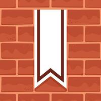 Cartoon Brick Wall of Red Coral Color with Hanging Pennant Square Seamless Pattern vector