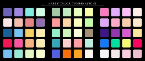 Happy palette. Trend color palette guide template. An example of a color palette. Forecast of the future color trend. Match color combinations. Vector graphics. Eps 10.