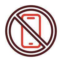 No Phone Thick Line Two Color Icons For Personal And Commercial Use. vector