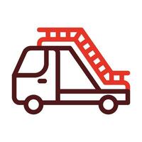 Ladder Truck Thick Line Two Color Icons For Personal And Commercial Use. vector