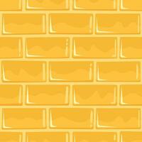 Cracked Golden Brick Wall Texture, Aged Old Castle Background, Square Seamless Pattern vector