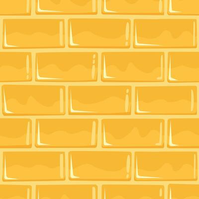 Cracked Golden Brick Wall Texture, Aged Old Castle Background, Square Seamless Pattern