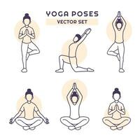 Young Woman Doing Yoga Poses Monoline vector