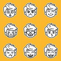 Boy Showing Face Expression Emotions Avatars Vector Set.eps