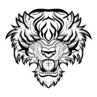 tiger head hand drawn line drawing vector