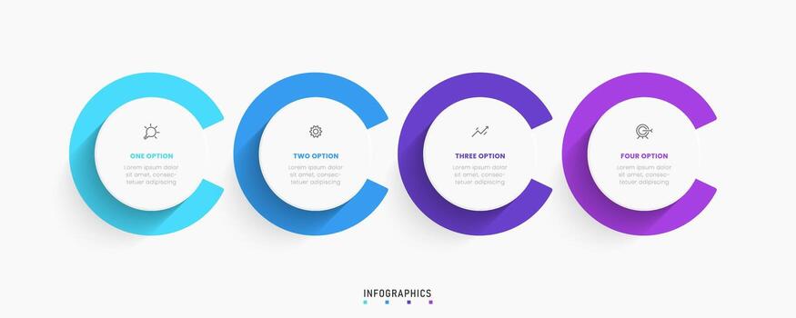 plantilla de diseño de etiquetas infográficas vectoriales con iconos y 4 opciones o pasos. se puede utilizar para diagramas de proceso, presentaciones, diseño de flujo de trabajo, banner, diagrama de flujo, gráfico de información. vector
