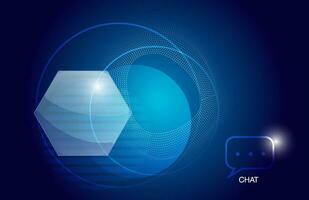 chatbot and hud design circle dot hexagon on dark blue background illumination vector