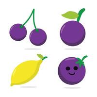 Lemon and purple fruit for decoration image vector