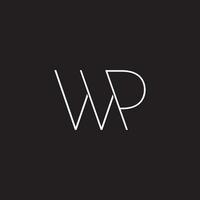 letter wp simple geometric line symbol logo vector