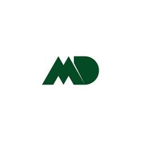 letter md green 3d flat geometric simple logo vector