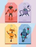 gratis vector robots dibujos animados etiquetas conjunto