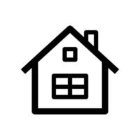 House line icon. House with pipe in the outline style. Vector silhouette of building isolated on white