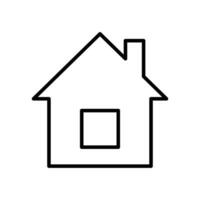 House line icon. House with pipe in the outline style. Vector silhouette of building isolated on white