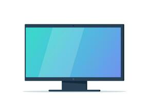 Modern computer monitor display with empty screen, blank copy space on computer. Front view. Vector illustration.